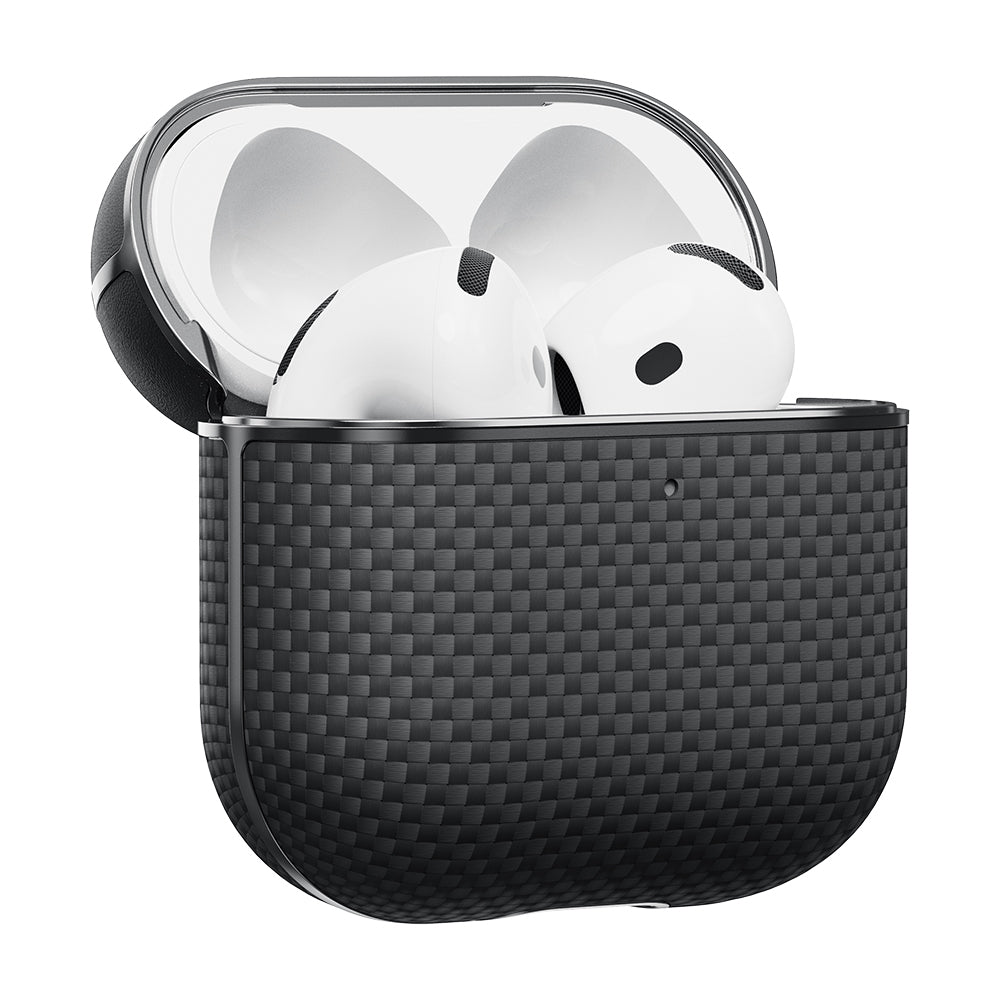 Pitaka Ultra-Slim Classic Serisi Airpods 4 1500D Aramid Fiber Black-Grey Twill Kılıf Pitaka Ultra-Slim Classic Serisi Airpods 4 1500D Aramid Fiber Black-Grey Twill Kılıf